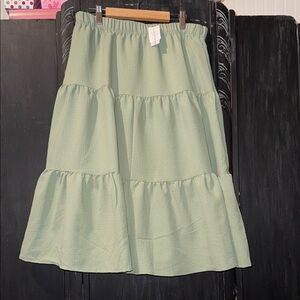 HYFVE Green Tiered Midi Skirt